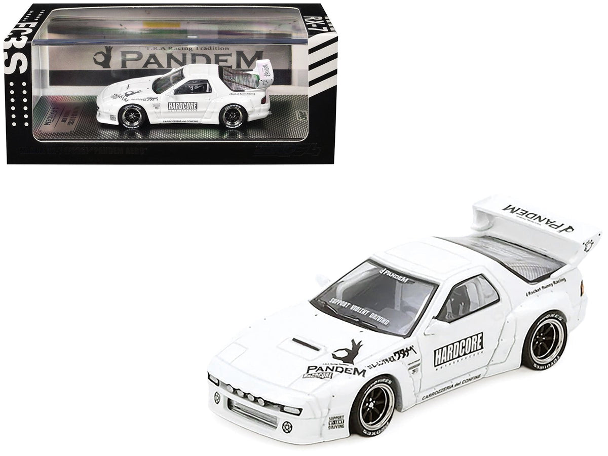 Rapid Vehicles Mazda RX7 (FC3S) "Pandem Aero" Widebody Kit White with Graphics 1/64 Diecast Model...