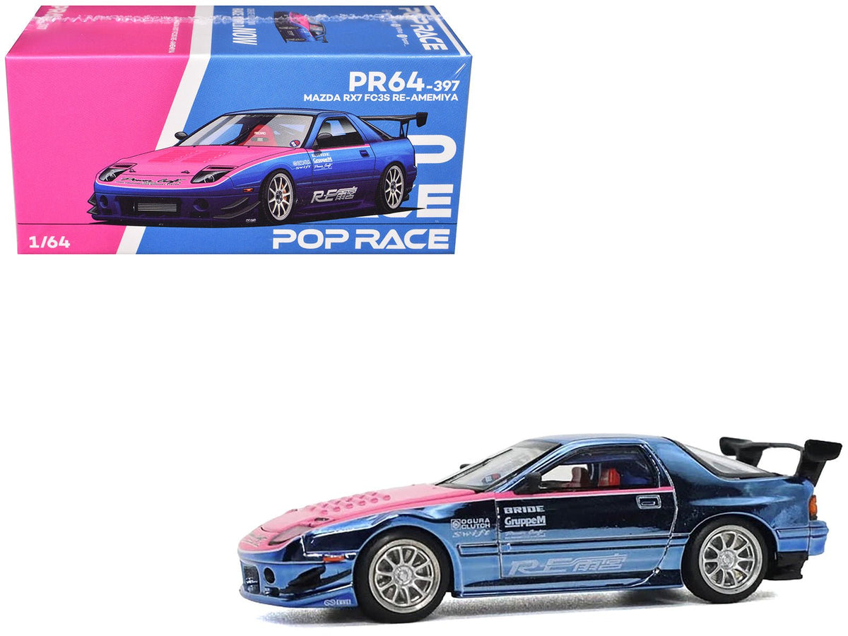 Rapid Vehicles Mazda RX7 (FC3S) RE Amemiya RHD (Right Hand Drive) Blue Metallic with Pink Hood...