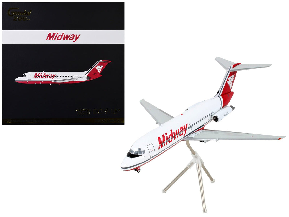 Rapid Vehicles McDonnell Douglas DC-9-15 Commercial Aircraft "Midway Airlines" White with Red...