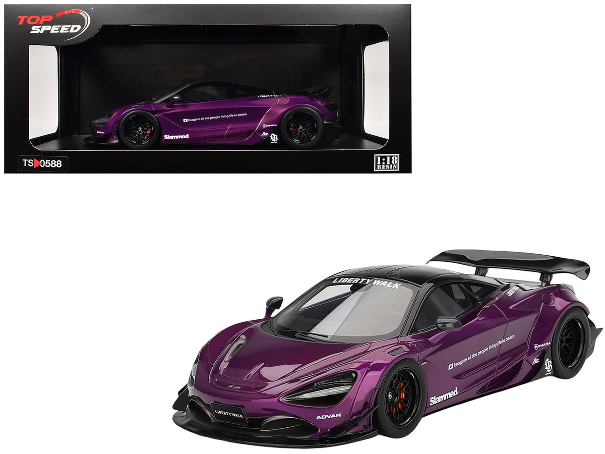 Rapid Vehicles McLaren 720S "LB-Works" Purple Metallic with Black Top 1/18 Model Car by Top Speed...