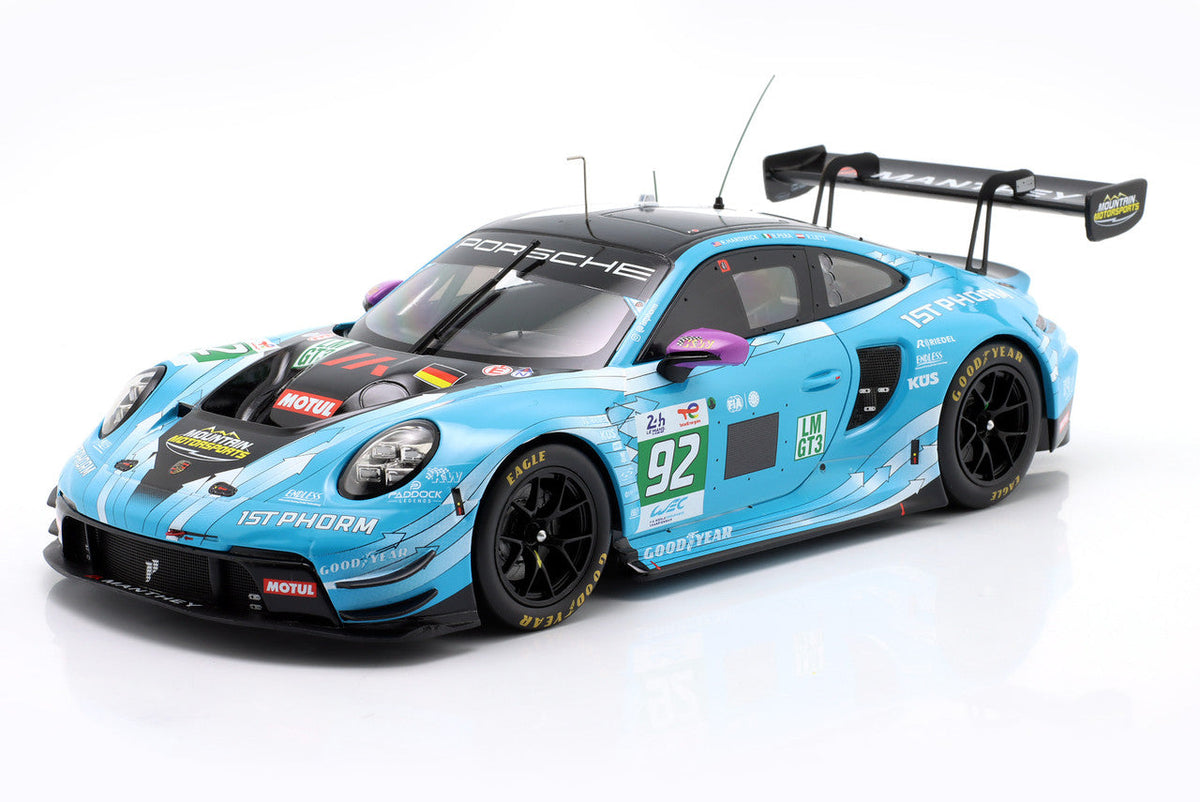 STM Diecast Ixo Porsche 911 992 GT3-R Manthey #92 WINNER LMGT3 2025 Le Mans Blue 1:18