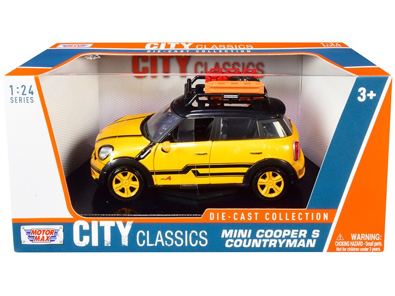 Rapid Vehicles Mini Cooper S Countryman with Roof Rack and Accessories Yellow Metallic and Black...