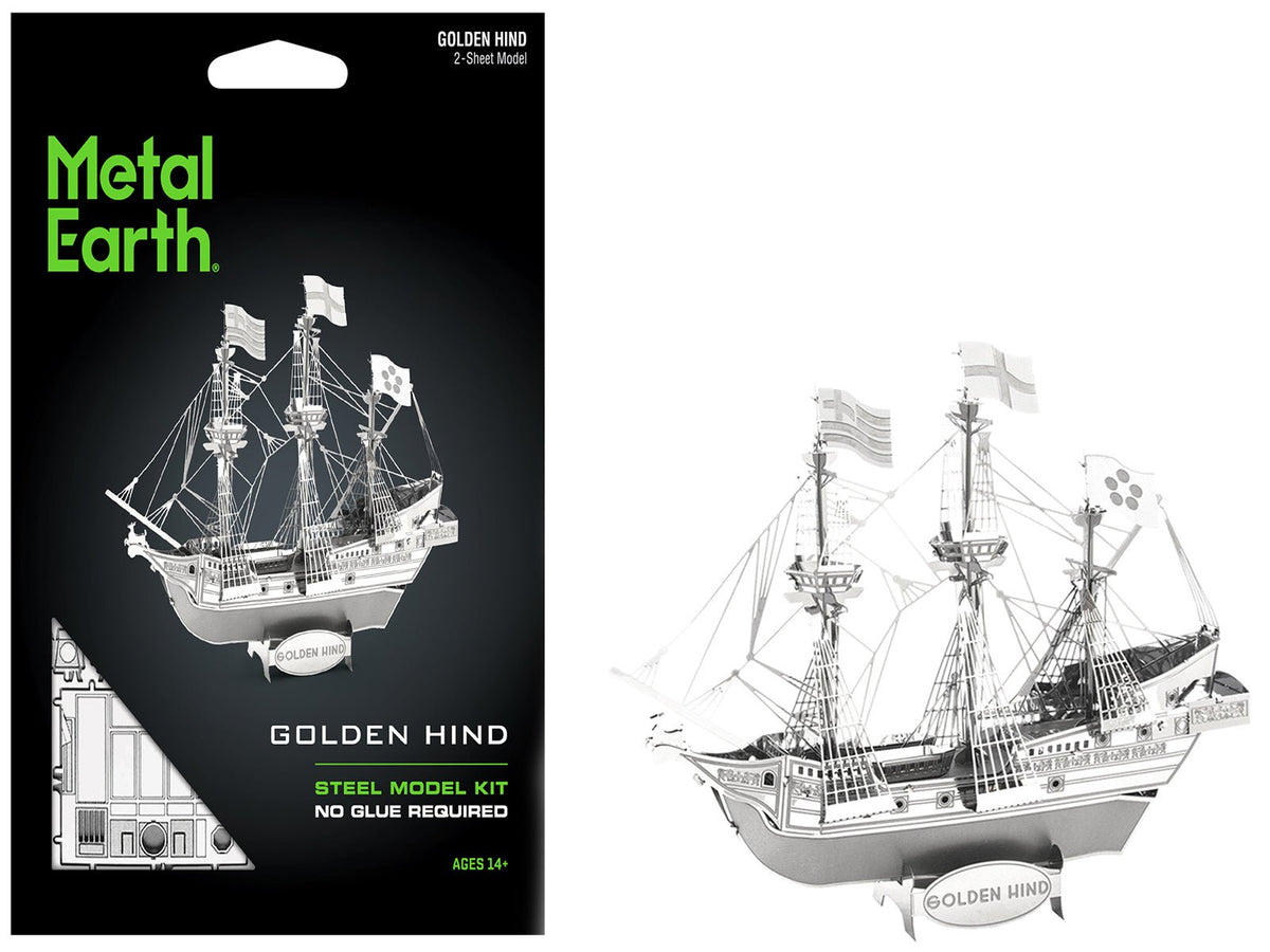 Rapid Vehicles Model Kit Golden Hind Galleon (Moderate Difficulty) Steel Model by Metal Earth ...