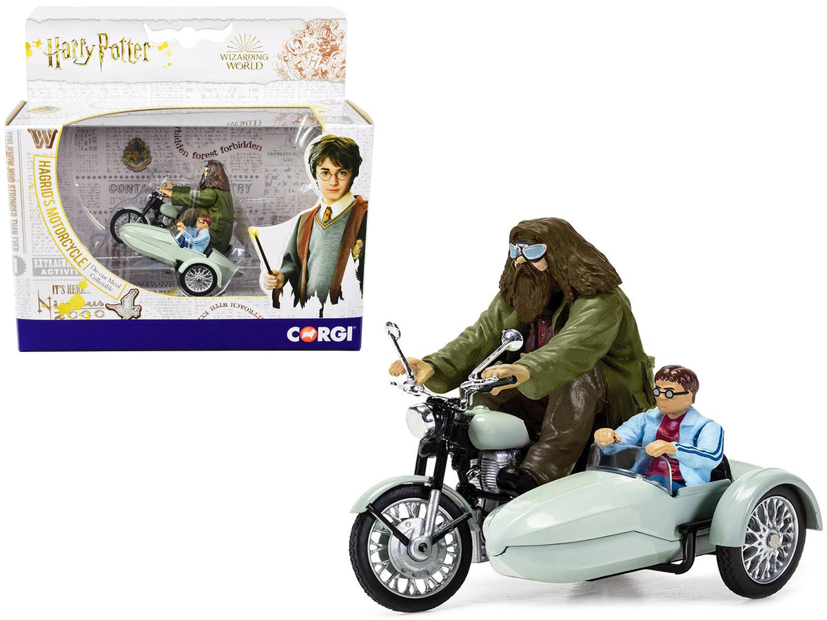 Rapid Vehicles Motorcycle and Sidecar Light Green with Harry and Hagrid Figures "Harry Potter and...