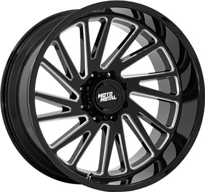 Moto Metal Series MO811 Combat Gloss Black Wheels with Milled Accents - S0699