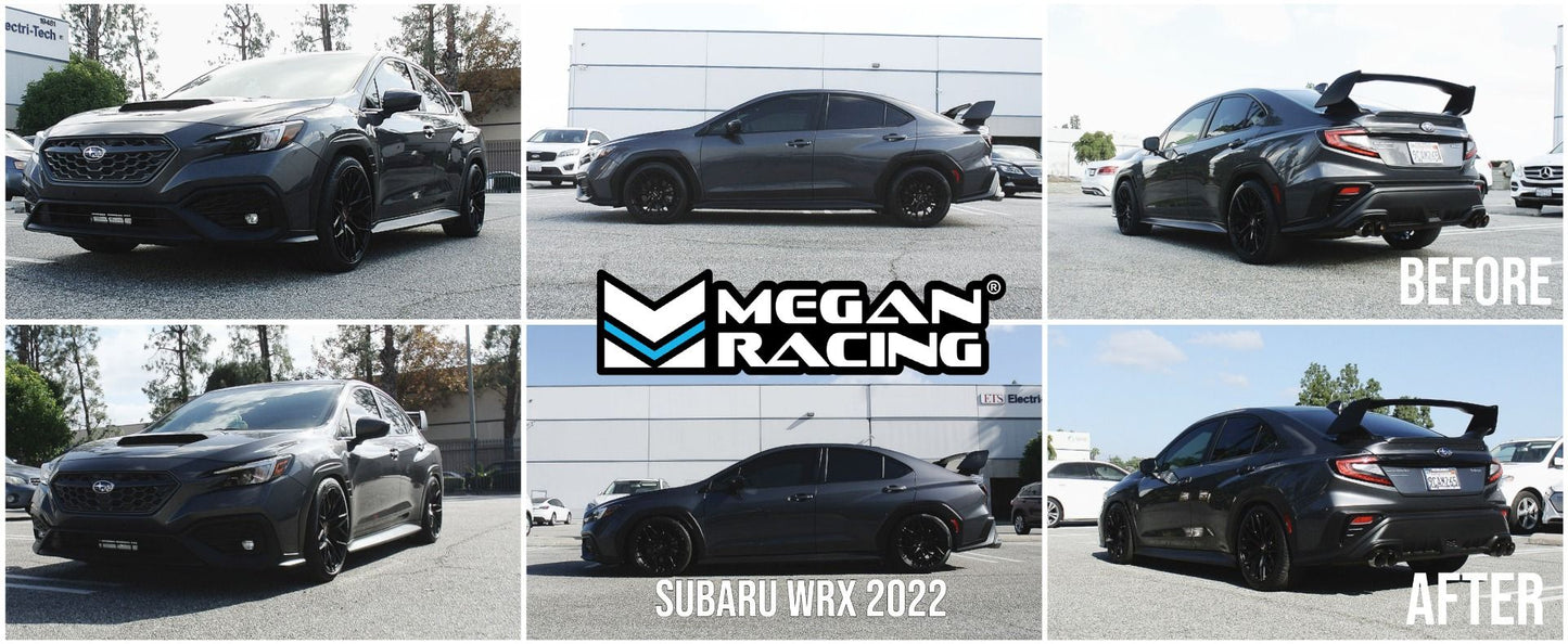 Megan Racing Coilover Damper Kit for Subaru WRX 2022+ Street Series - 32-way Compression & Rebound, Camber Adjustable Pillowball Front Top Mounts