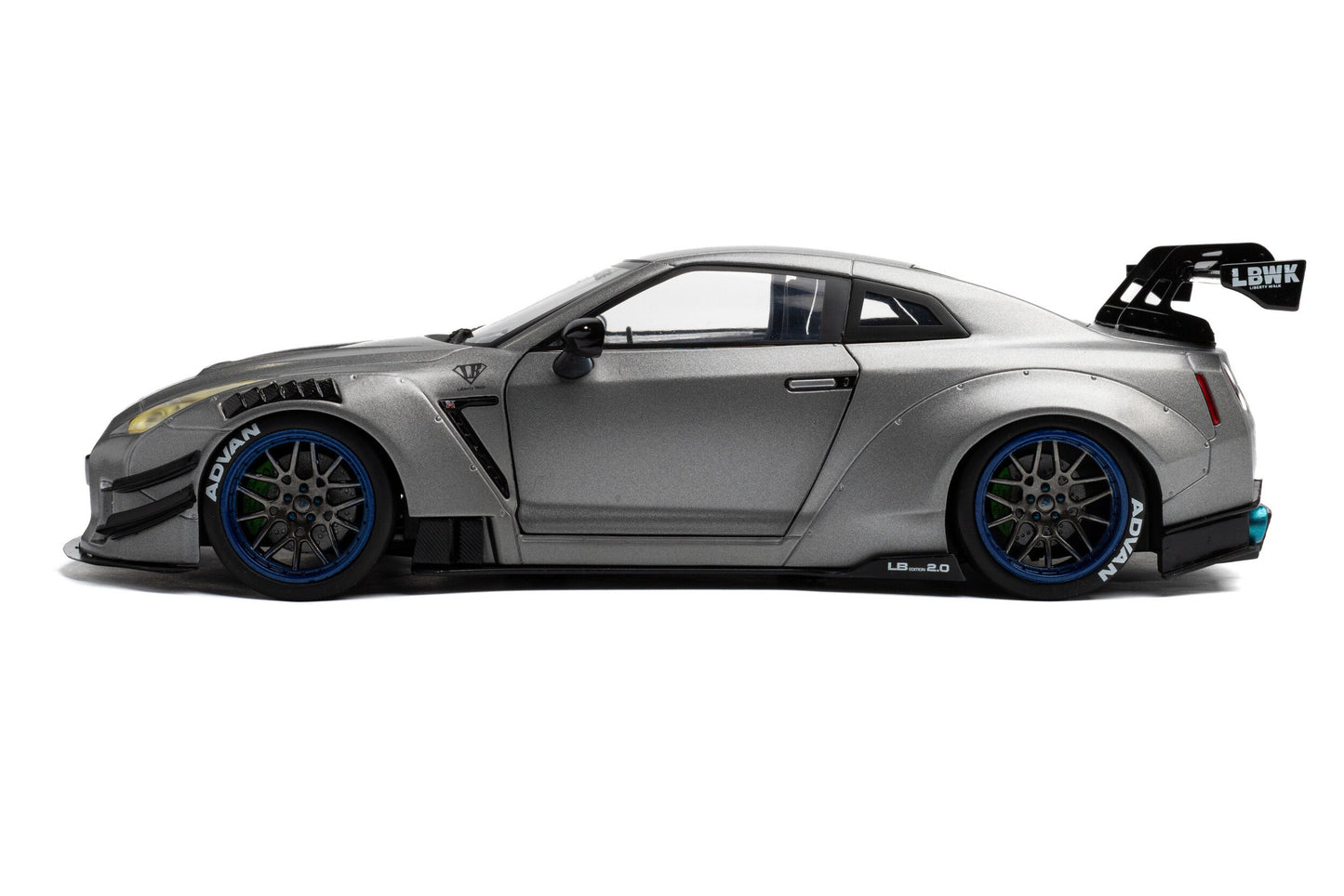Solido 2023 Nissan GT-R (R35) W/ Liberty Walk Body Kit 2.0 Silver 1:18