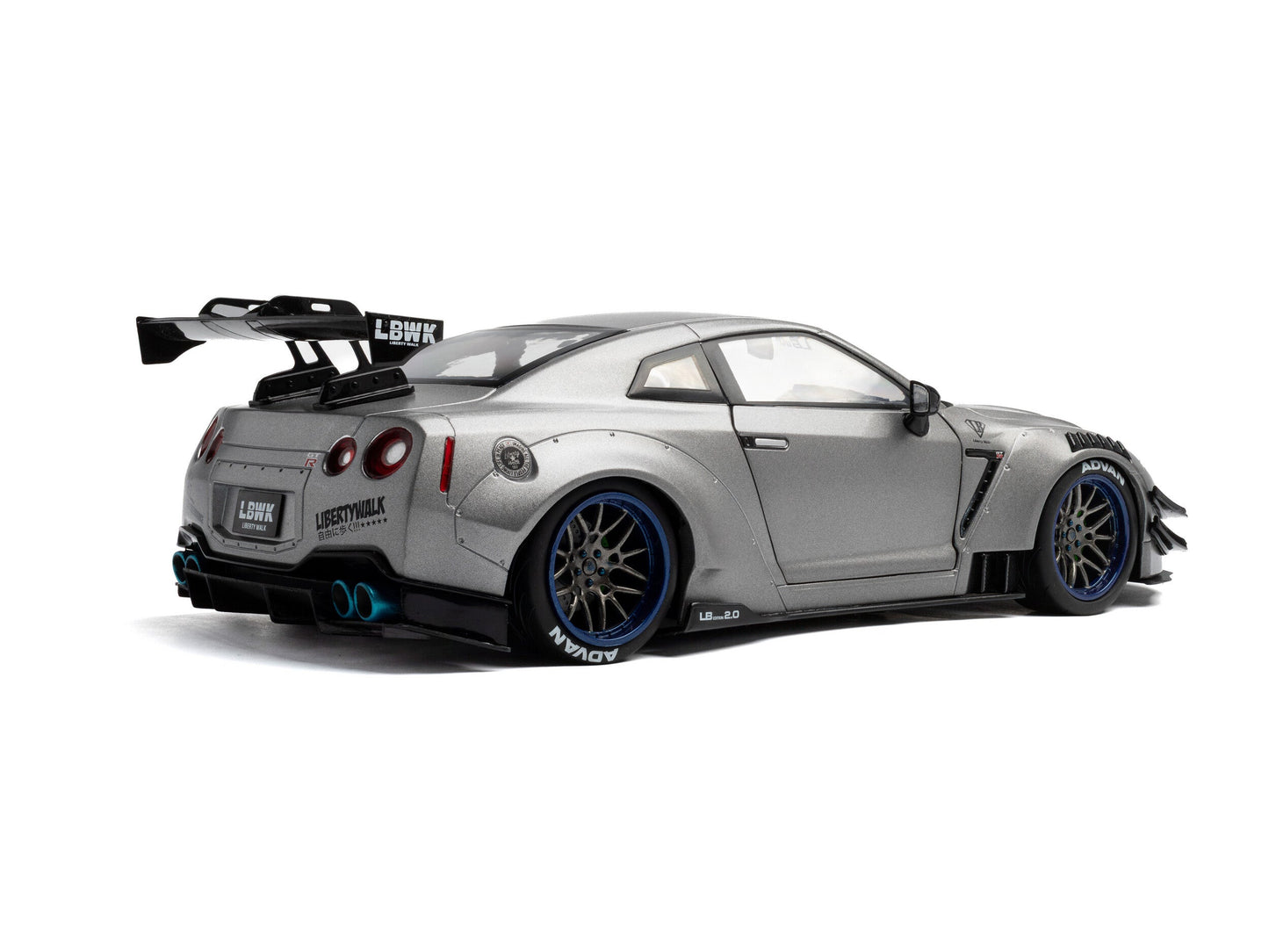 Solido 2023 Nissan GT-R (R35) W/ Liberty Walk Body Kit 2.0 Silver 1:18