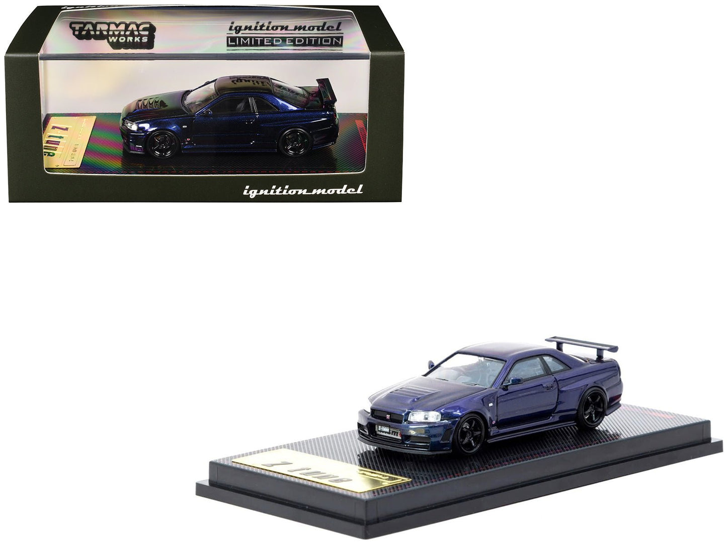 Nissan Skyline GT-R (BNR34) Z-Tune Nismo RHD (Right Hand Drive) Midnight Purple III Metallic 1/64 Diecast Model Car by Ignition Model  free shipping USA