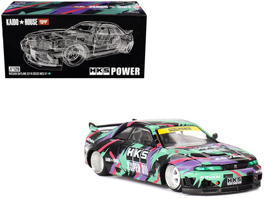 Rapid Vehicles Nissan Skyline GT-R (R33) "HKS V1" RHD (Right Hand Drive) Black with Graphics...