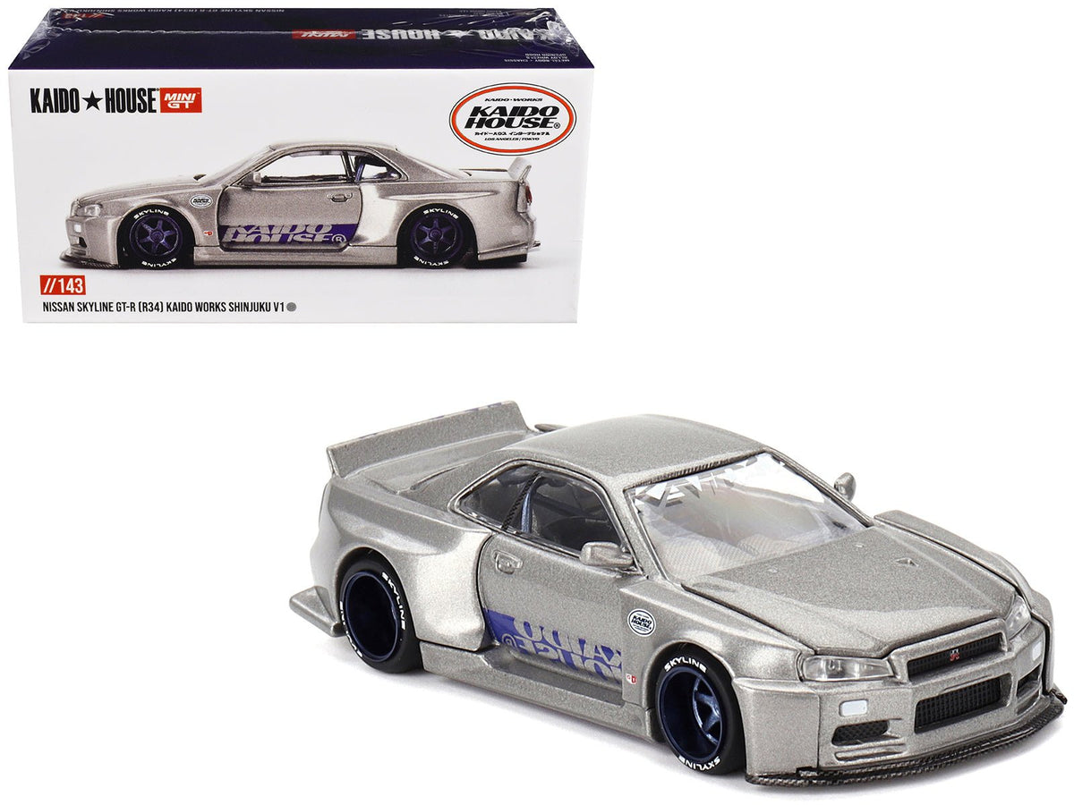 Rapid Vehicles Nissan Skyline GT-R (R34) "Kaido Works Shinjuku V1" RHD (Right Hand Drive) Silver...