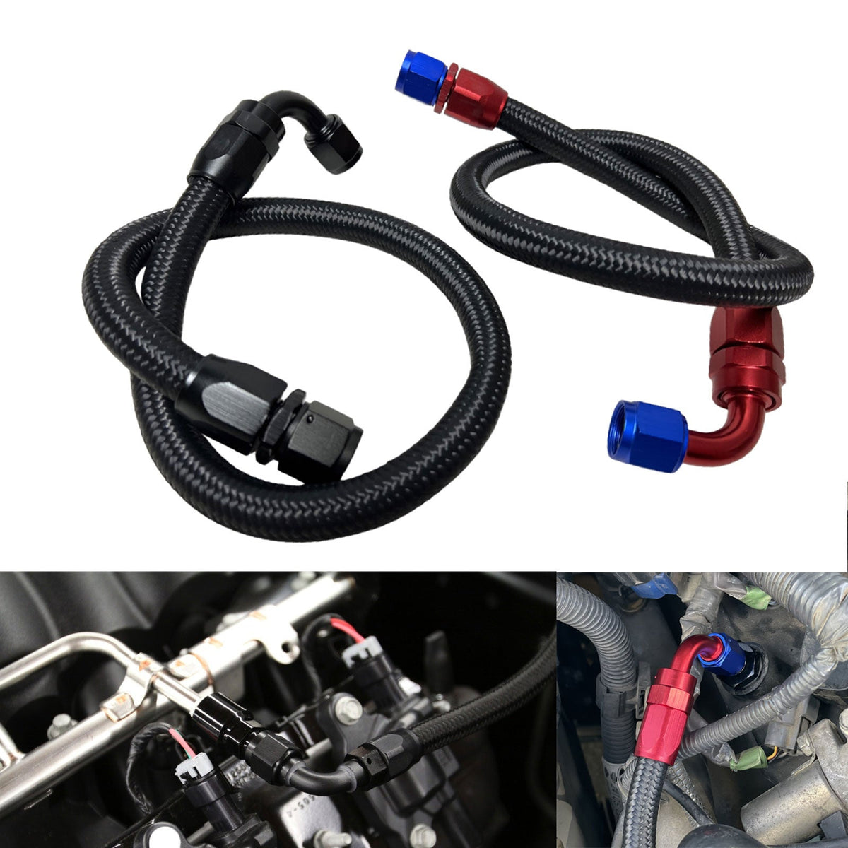 Bull Boost Performance Black Fuel Hose Oil Fuel Gas Line AN6-AN8-AN10 Nylon Braided / BUILD YOUR OWN