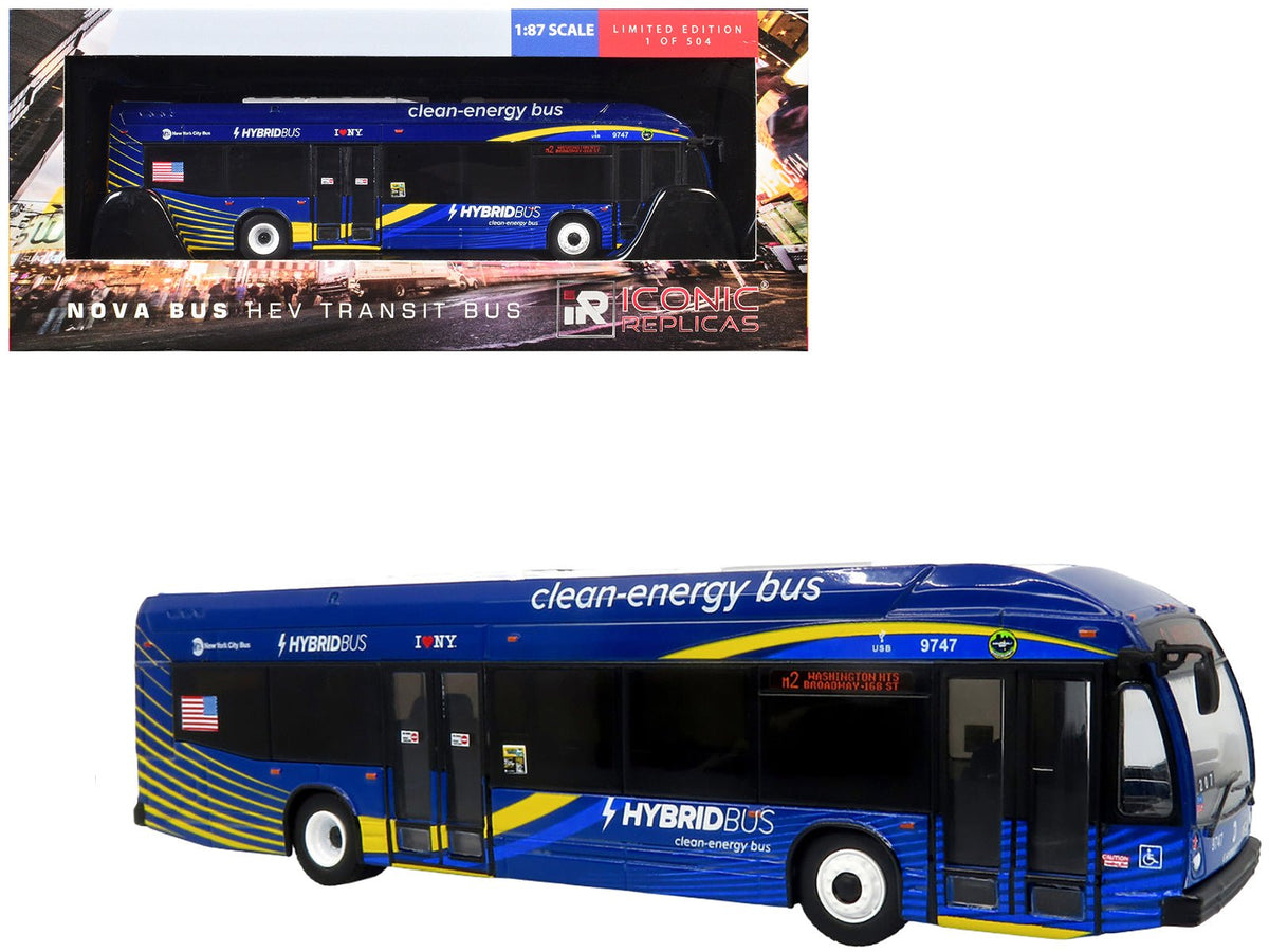 Rapid Vehicles Nova Bus LFSH HEV Hybrid Transit Bus "MTA New York City" Blue with Yellow Graphics...