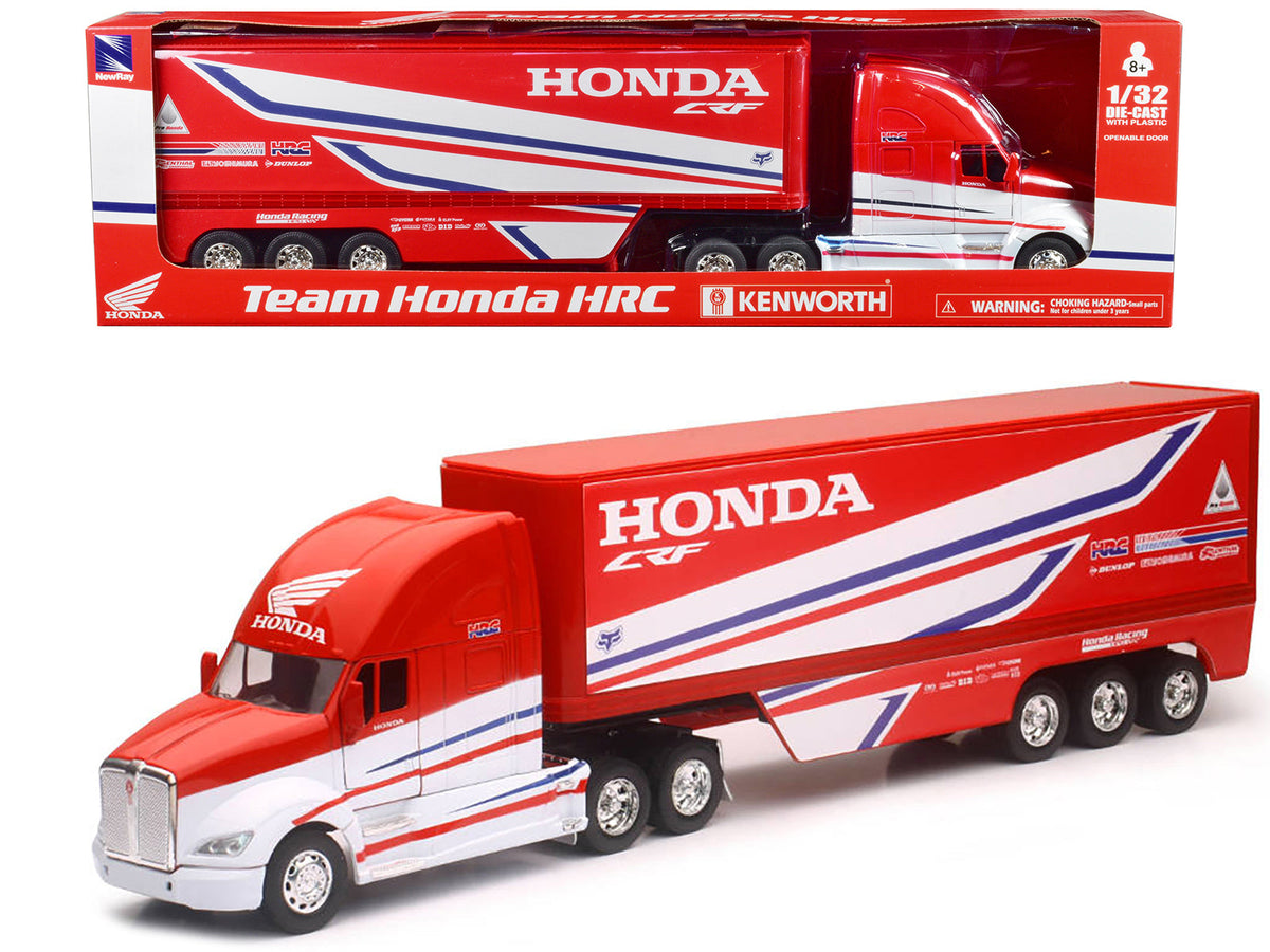 Rapid Vehicles Kenworth Semi-Truck Red and White "Team Honda HRC" 1/32 Diecast Model by New Ray ...