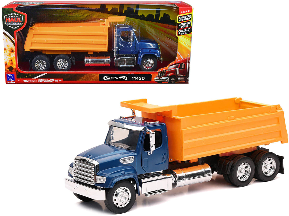 Rapid Vehicles Freightliner 114SD Dump Truck Blue and Yellow "Long Haul Trucker" Series 1/32...