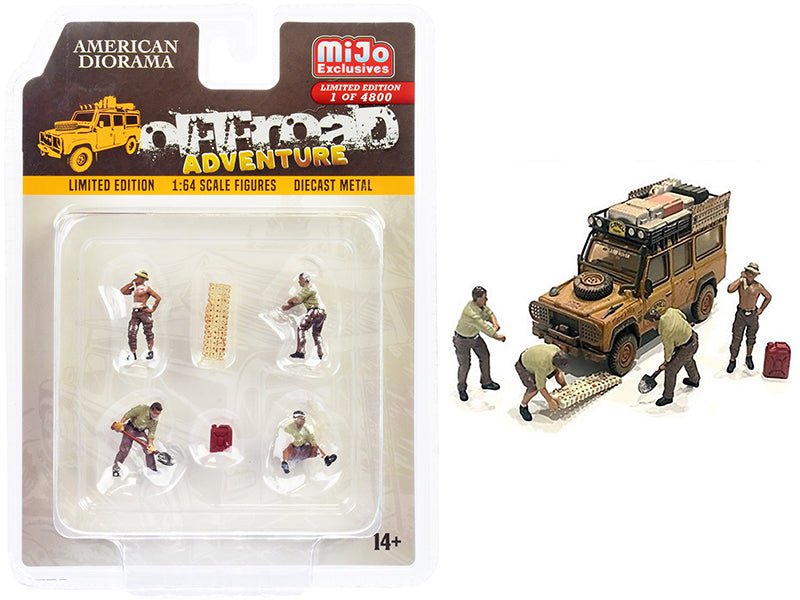 Rapid Vehicles "Off-Road Adventure" 6 piece Diecast Set (4 Male Figurines and 2 Accessories)...