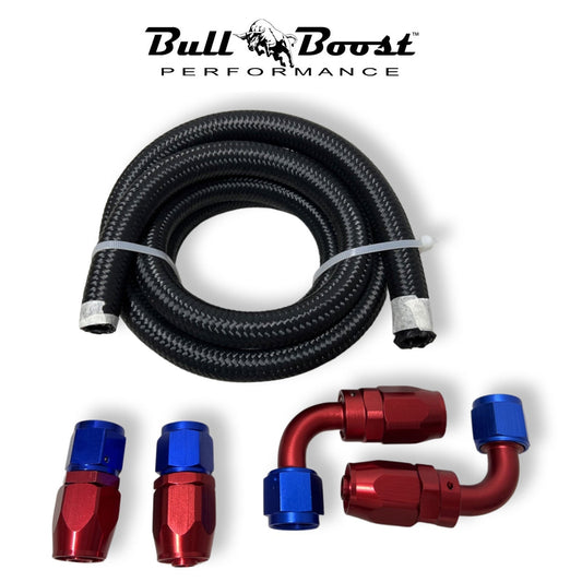 Bull Boost Performance AN6 -6AN Fitting Stainless Steel Braided Oil Fuel Hose Line Kit 5Feet