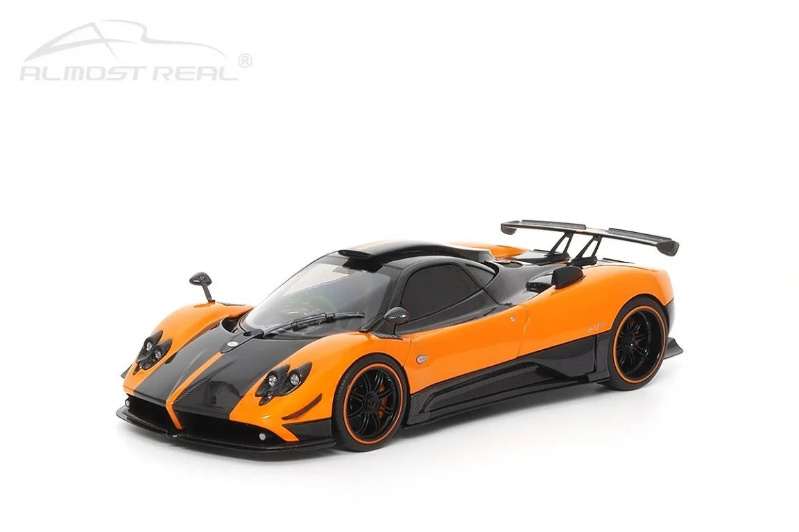 Almost-Real 2009 Pagani Zonda Cinque Coupe Orange & Carbon 1:18
