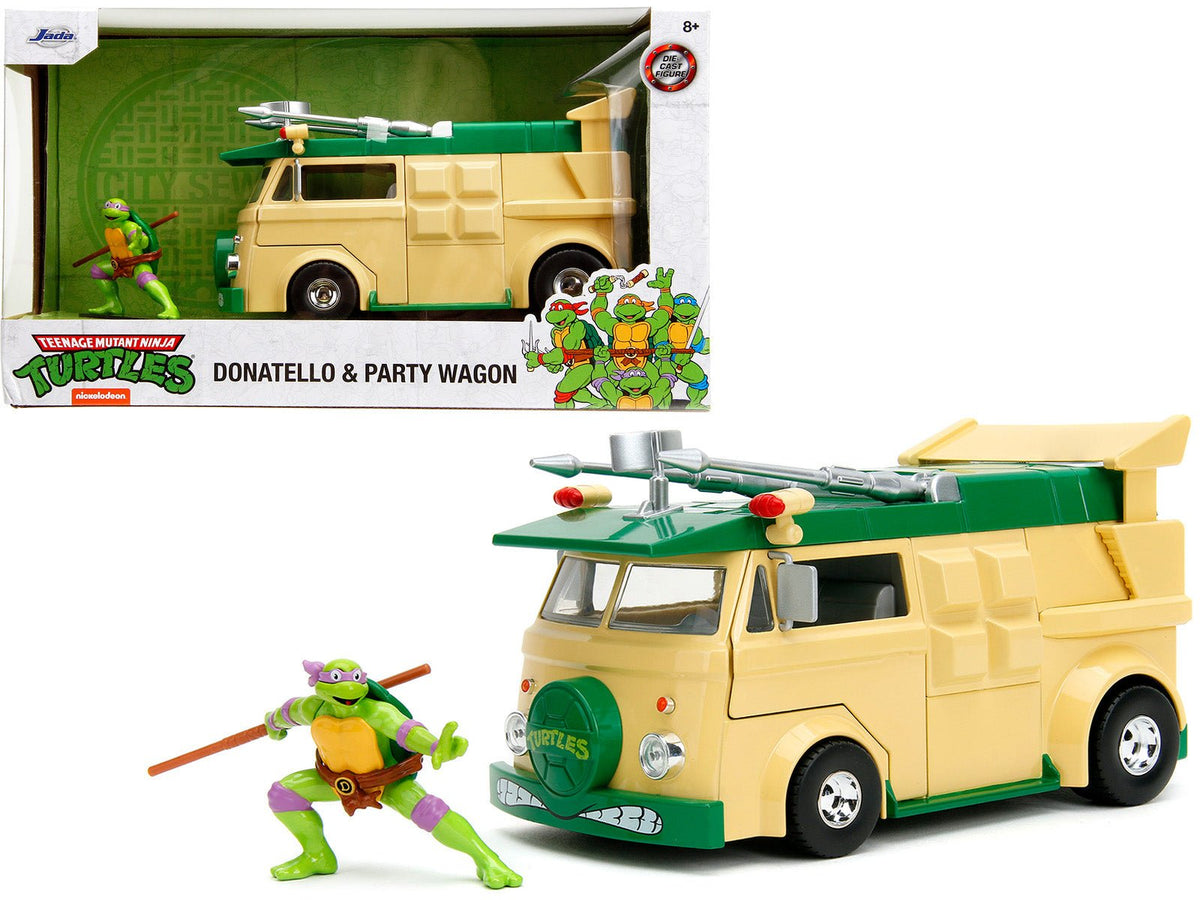 Rapid Vehicles Party Wagon Green and Beige and Donatello Diecast Figure "Teenage Mutant Ninja...