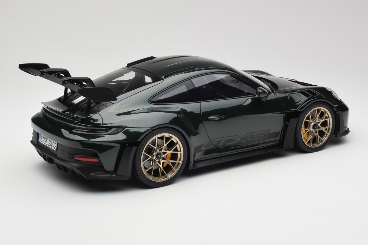 STM Diecast Norev 2022 Porsche 911 992 GT3 RS Jet Green Metallic w/ Black Deco & Gold Wheels 1:12...