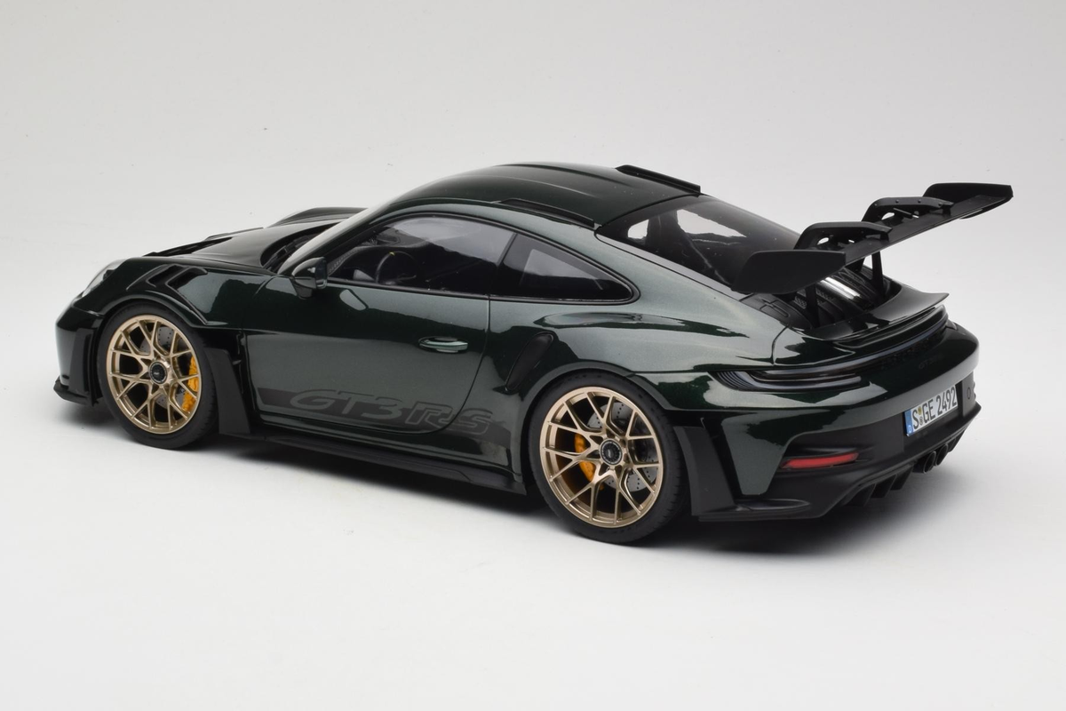 STM Diecast Norev 2022 Porsche 911 992 GT3 RS Jet Green Metallic w/ Black Deco & Gold Wheels 1:12...