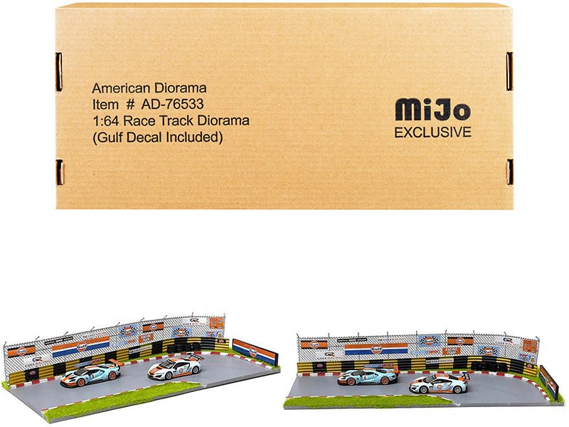 Rapid Vehicles "Race Track Gulf Oil" Diorama with Decals for 1/64 Scale Models by American...