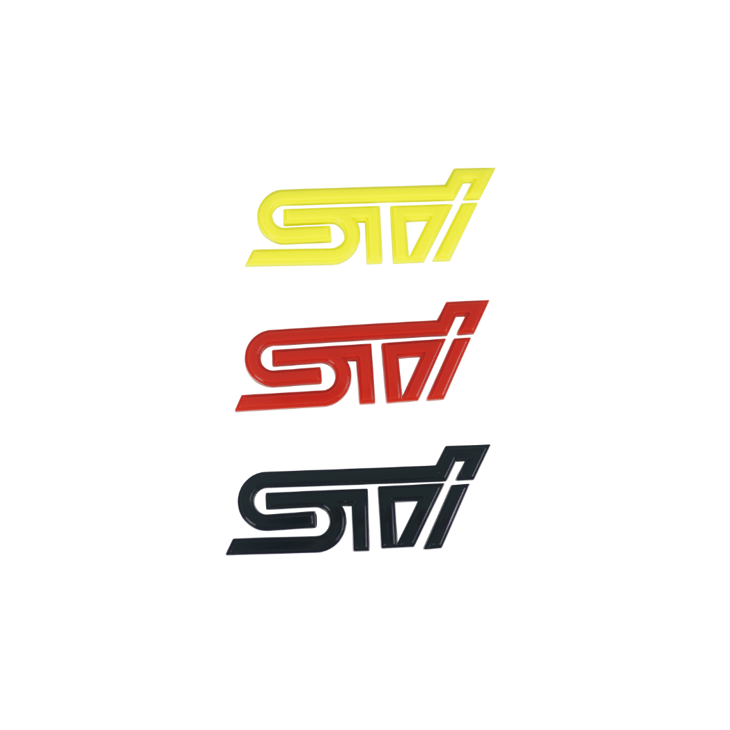 Racing Art STI Trunk Emblem - Red / Black / Neon Yellow [Universal]