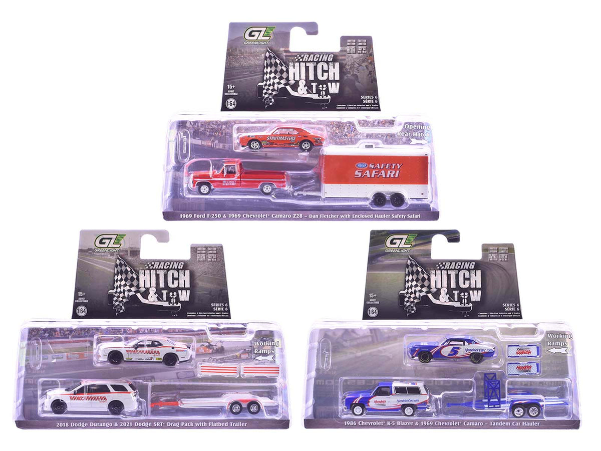 Rapid Vehicles "Racing Hitch & Tow" Series #6 Set of 3 pieces 1/64 Diecast Model Cars by...
