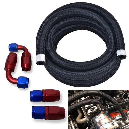 Bull Boost Performance 10AN/8AN/6AN Fitting Stainless Steel Braided Oil Fuel Hose Line Kit 5Feet Red