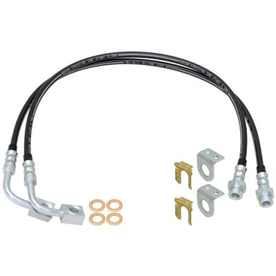 Rock Jock Brake Hose Kit; JK Front (2014-up); 35 in. Long w/ Single Groove End; Routes By Coil - CE9807FBLKL