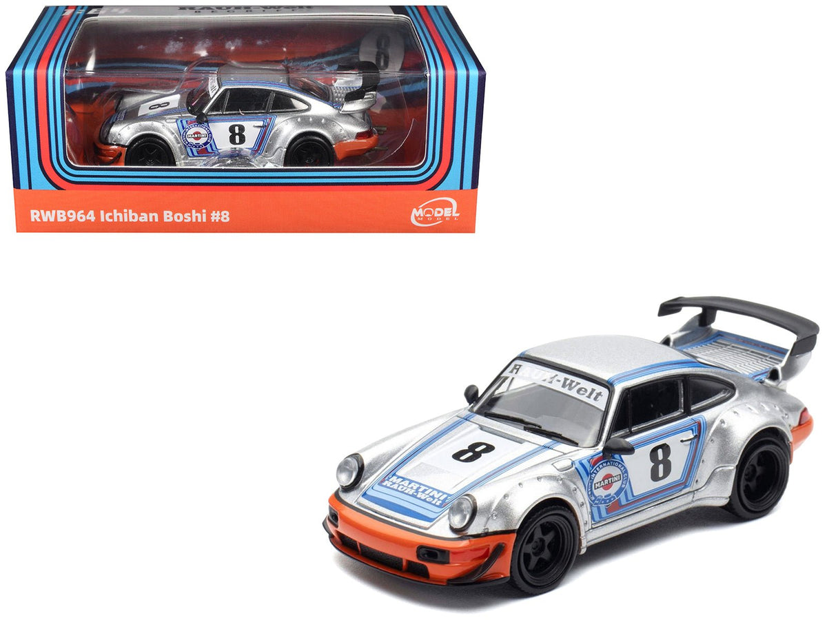 Rapid Vehicles RWB 964 #8 "Ichiban Boshi - Martini Racing" Silver Metallic with Stripes 1/64...
