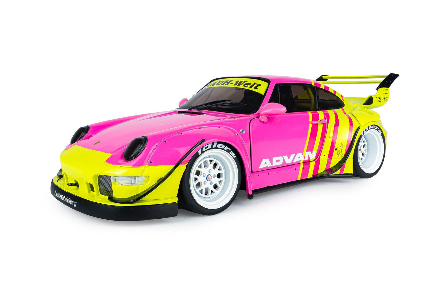 Solido 2024 Porsche 911 993 RWB Bodykit Pink & Yellow 1:18