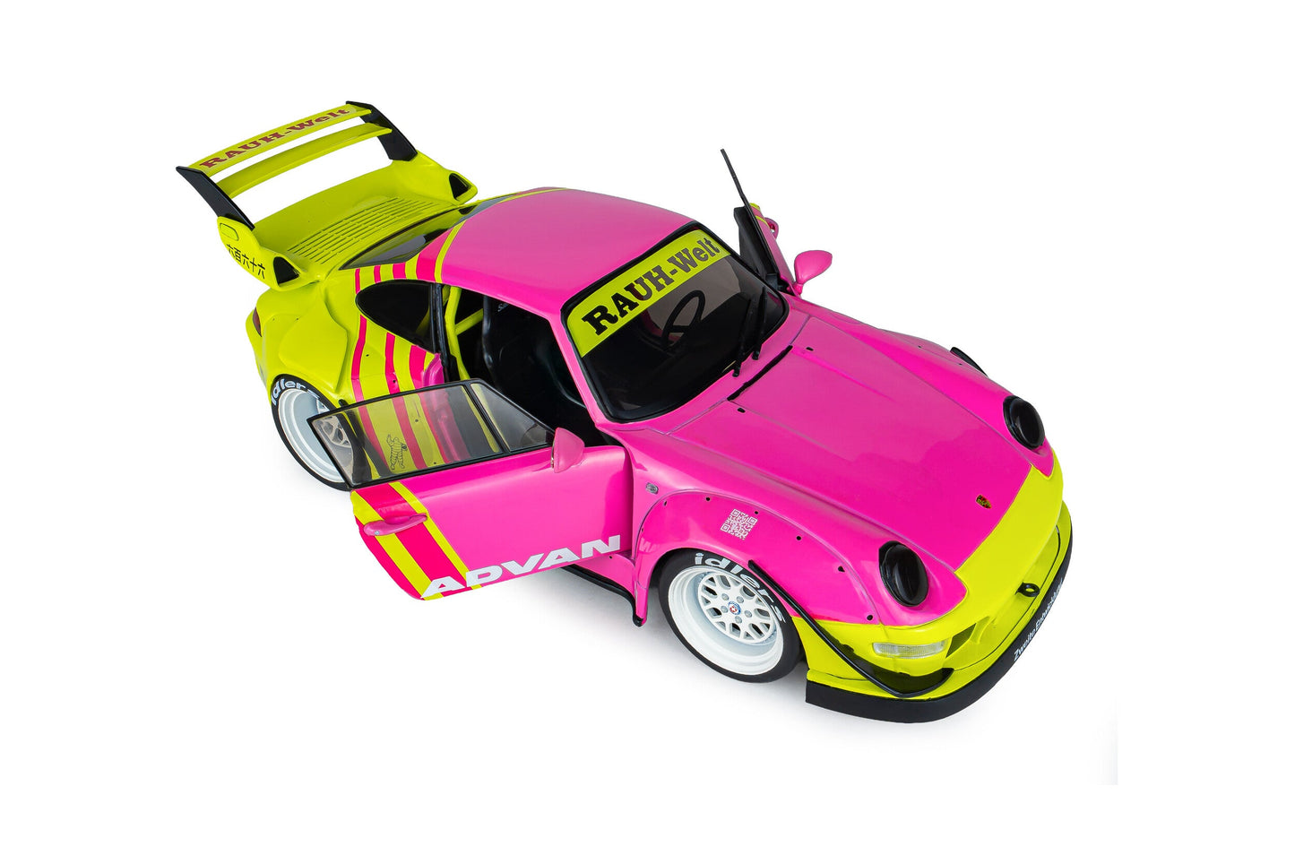 Solido 2024 Porsche 911 993 RWB Bodykit Pink & Yellow 1:18