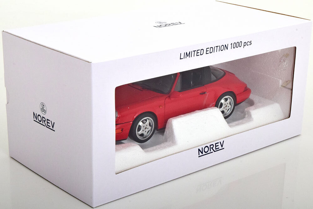 STM Diecast Norev 1990 Porsche 911 964 Carrera 4 Targa (w/ Removable Top) Guards Red 1:18 LIMITED...