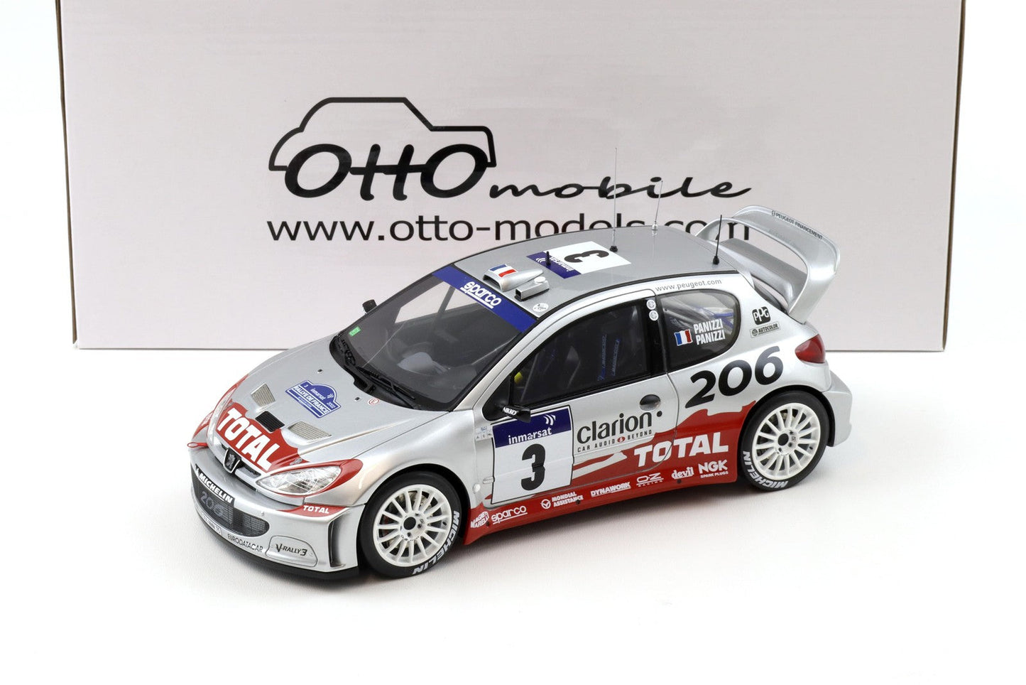 Otto 2002 Peugeot 206 WRC Tour de Corse 2002 No 3 Silver 1:18