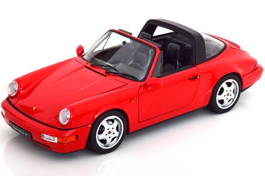 STM Diecast Norev 1990 Porsche 911 964 Carrera 4 Targa (w/ Removable Top) Guards Red 1:18 LIMITED