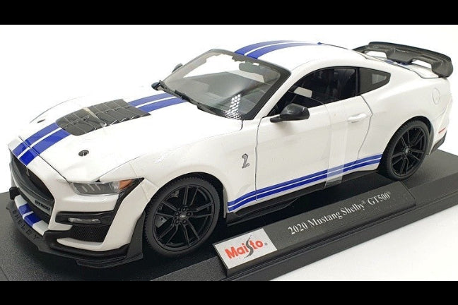 Maisto 2020 Ford Shelby GT500 White w/ Blue Stripes 1:18