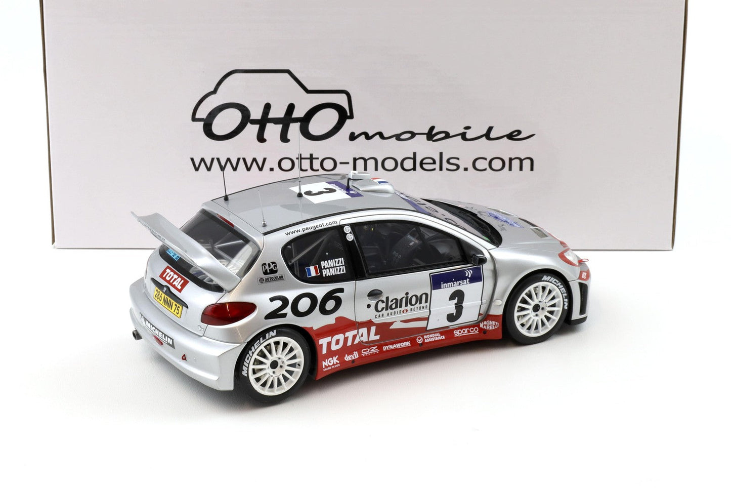 Otto 2002 Peugeot 206 WRC Tour de Corse 2002 No 3 Silver 1:18