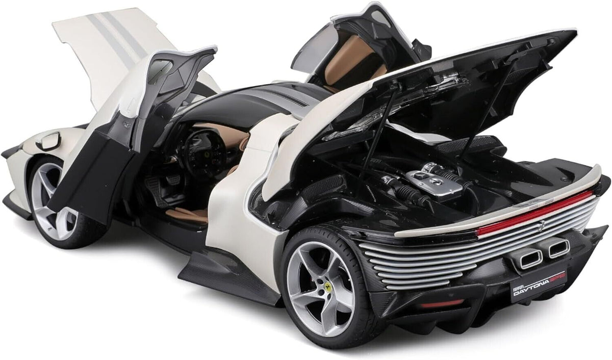 STM Diecast Bburago 2022 Ferrari Daytona SP3 White w/ Black Accents 1:18 - View 4
