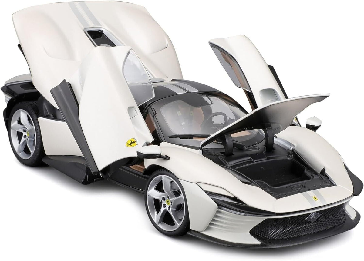 STM Diecast Bburago 2022 Ferrari Daytona SP3 White w/ Black Accents 1:18 - View 5