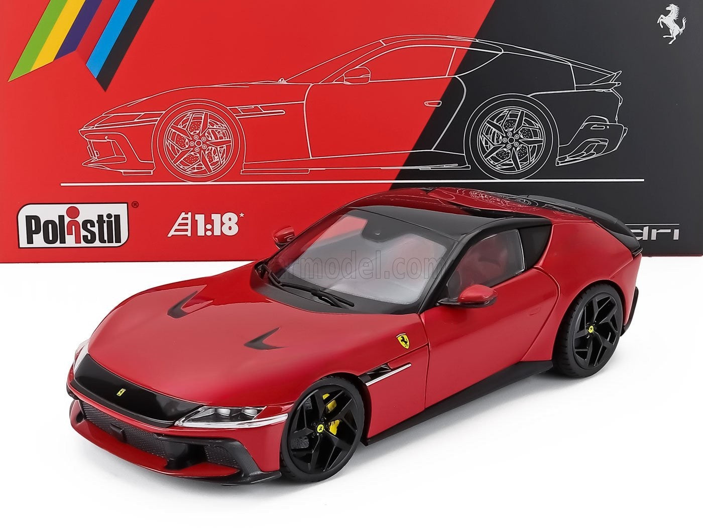 Polistil 2024 Ferrari 12Cilindri Rosso Corsa (Ferrari Red) High Fidelity WITH DISPLAY 1:18