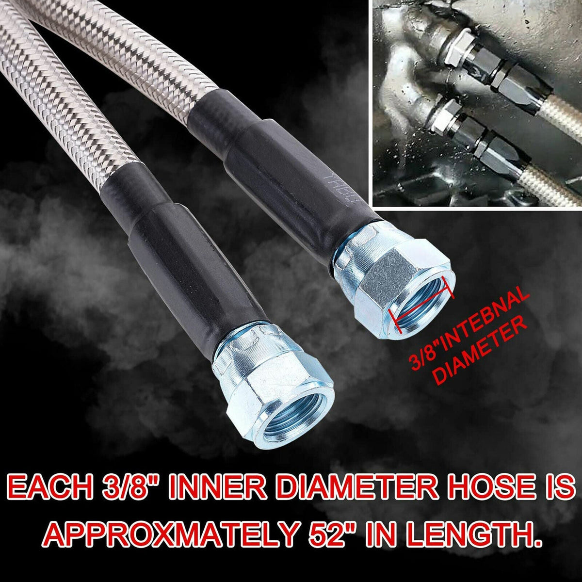 STRATEC SYSTEMS Flexible SS Braided Transmission Cooler Hose Line For GM Chevy 1996 & Newer 4L80E...