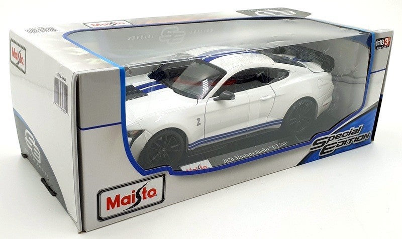 Maisto 2020 Ford Shelby GT500 White w/ Blue Stripes 1:18