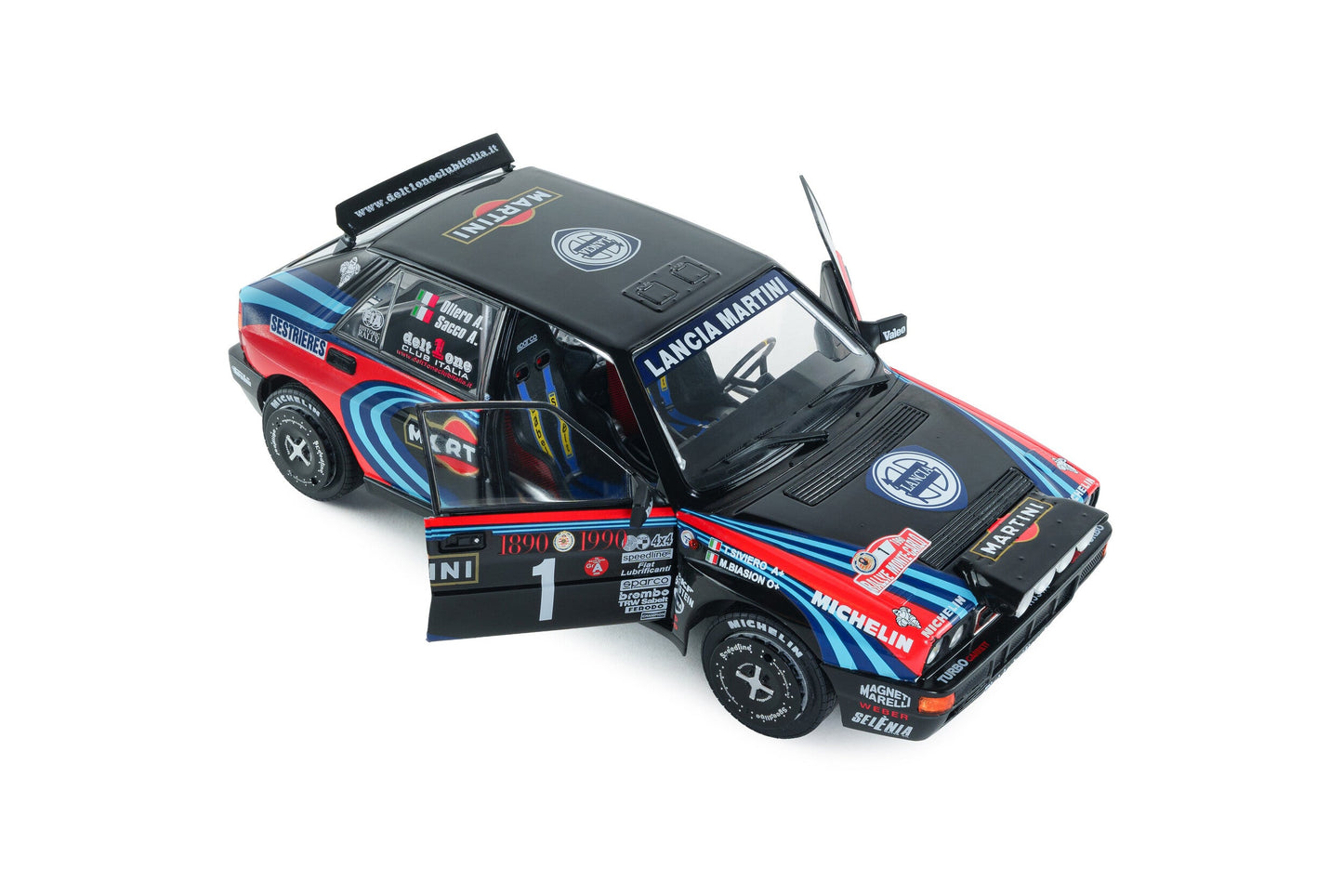 Solido 1990 Lancia Delta HF Integrale Tribute to Biason Rallye Montecarlo Black 1:18