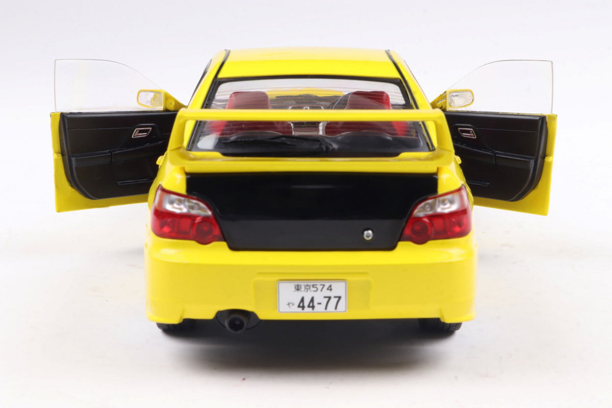 STM Diecast Solido 2003 Subaru WRX STi (GDB) Streetfighter Yellow w/ Black Carbon Hood 1:18 - View 7