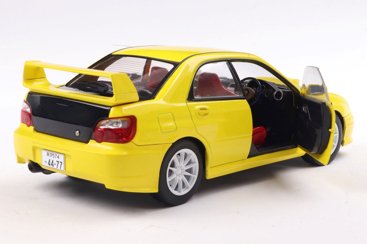 STM Diecast Solido 2003 Subaru WRX STi (GDB) Streetfighter Yellow w/ Black Carbon Hood 1:18 - View 8
