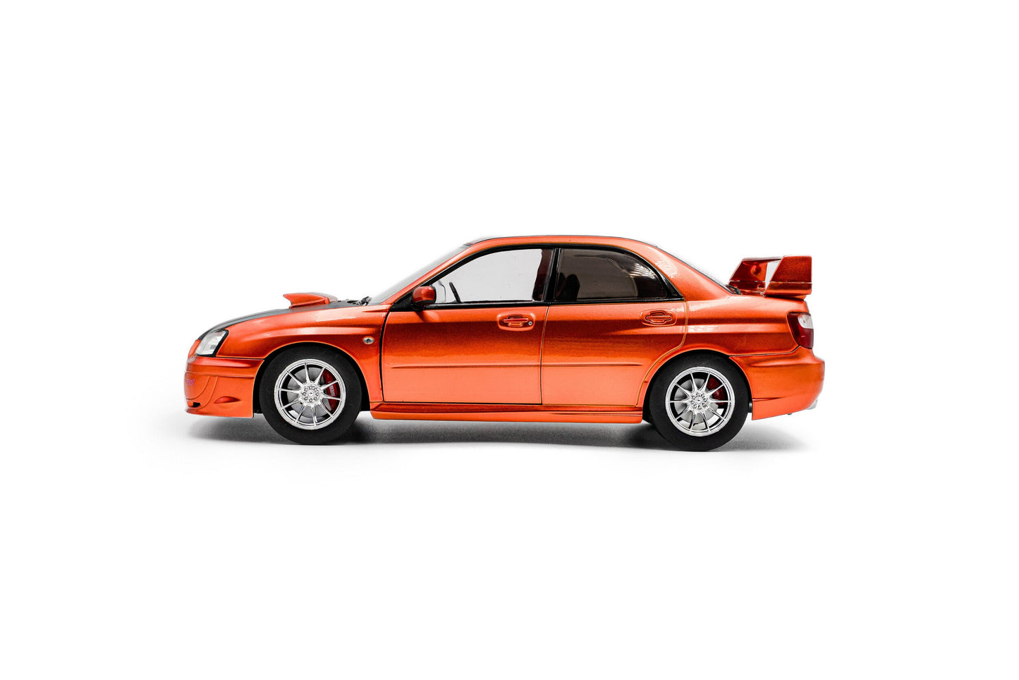 Solido 2003 Subaru WRX STi (GDB) Orange Metallic w/ Black Carbon Hood 1:18