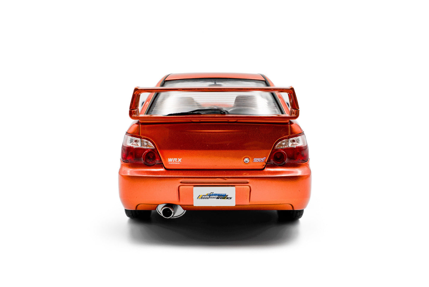Solido 2003 Subaru WRX STi (GDB) Orange Metallic w/ Black Carbon Hood 1:18