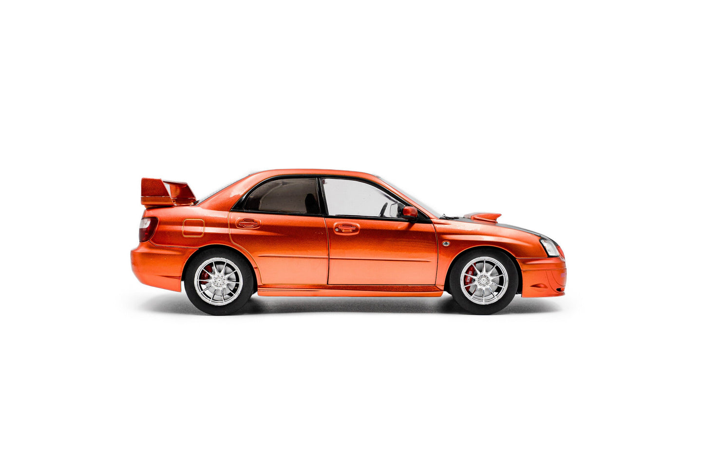 Solido 2003 Subaru WRX STi (GDB) Orange Metallic w/ Black Carbon Hood 1:18
