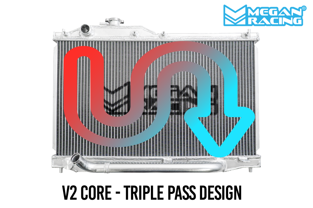 Megan Racing - Radiator 2 Row for Honda S2000 00-09 52mm Triple Pass Aluminum 1.1 BAR Cap
